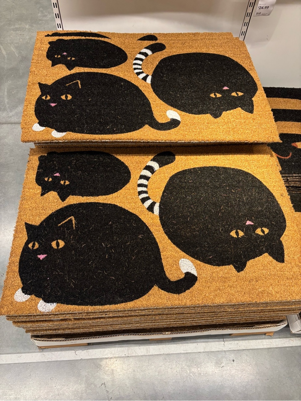 IKEA Black Cat Coir Doormat on Orange